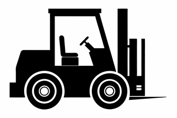 forklift silhouette line art vector illustration with a white background