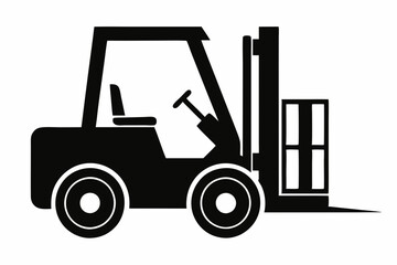 forklift silhouette line art vector illustration with a white background