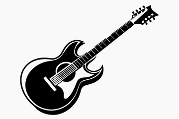 Fototapeta premium guitar silhouette line art vector illustration with a white background