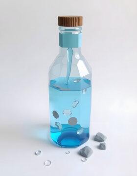 Disfrutando un refrescante sorbo de agua, papercraft. with white shades
