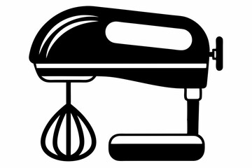 hand mixer silhouette line art vector illustration with a white background