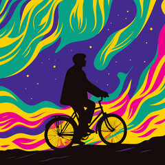 Fototapeta premium silhouette of a cyclist