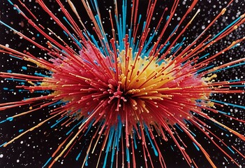 Ink splatters forming a dynamic, explosive effect.