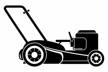 lawn mower silhouette line art vector illustration with a white background