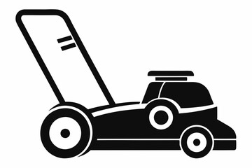 lawn mower silhouette line art vector illustration with a white background
