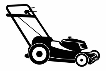 lawn mower silhouette line art vector illustration with a white background