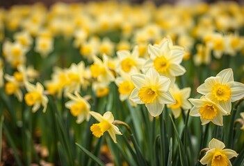Photo Background with a spring field of daffodils.