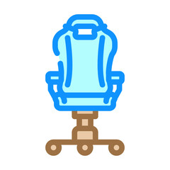 ergonomic gaming chair gaming pc color icon vector illustration