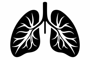 lungs silhouette line art vector illustration with a white background