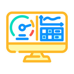 benchmarking screen gaming pc color icon vector illustration
