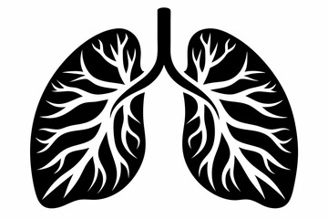 lungs silhouette line art vector illustration with a white background