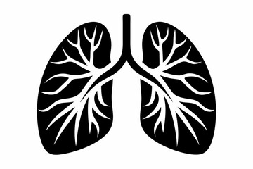 lungs silhouette line art vector illustration with a white background