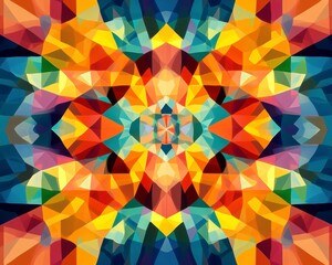 Bright Abstract Geometric Pattern in Vibrant Colors and Shapes