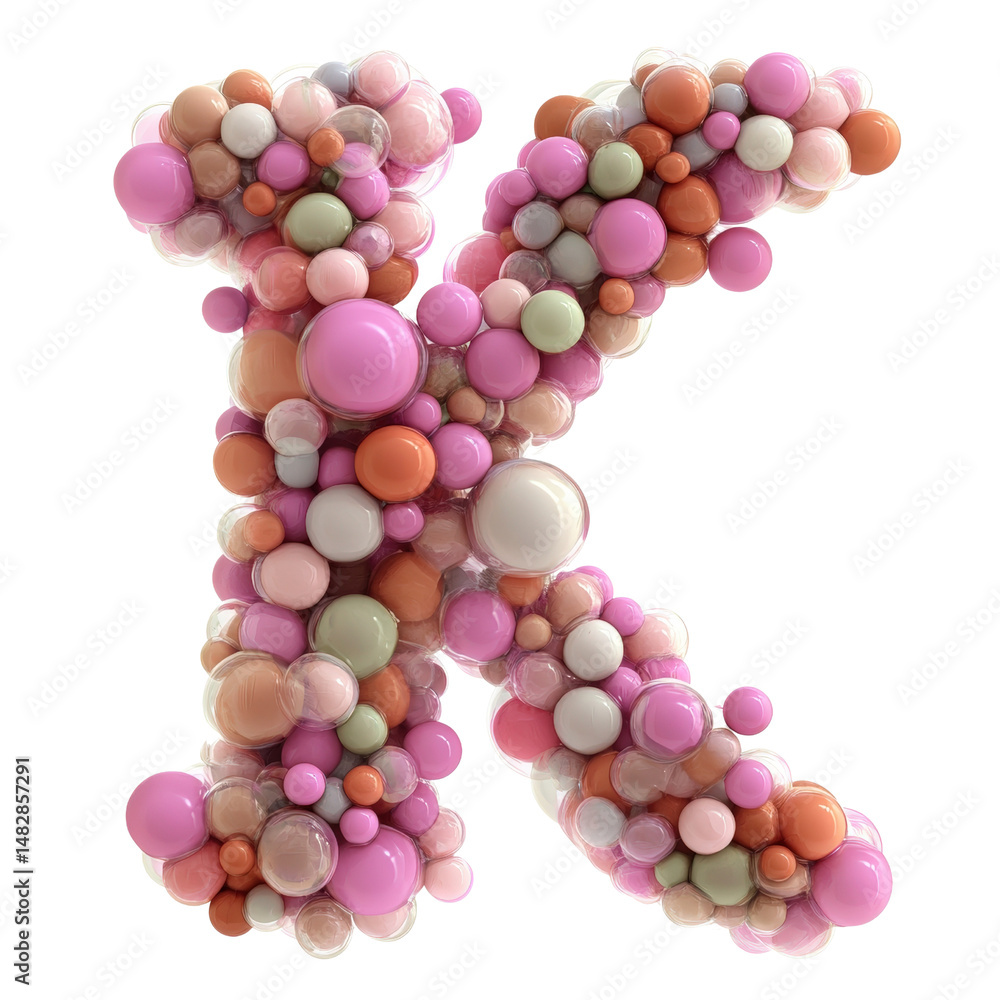 Poster vibrant colorful spheres arranged in the shape of the letter k creating an eye-catching 3d display f