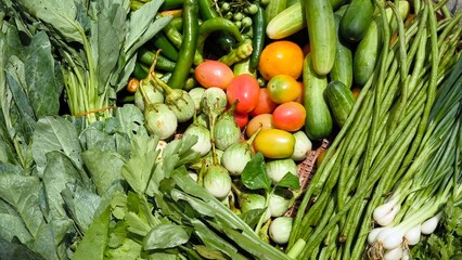Fresh vegetables for cooking. Vegetables contain dietary fiber that helps cleanse the intestines.