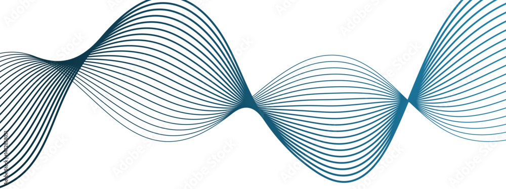 Poster abstract flowing wave pattern featuring a gradient of colors. evenly spaced, curved, parallel lines 