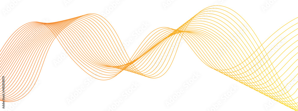 Poster abstract flowing wave pattern featuring a gradient of colors. evenly spaced, curved, parallel lines 