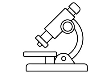 microscope silhouette line art vector illustration with a white background