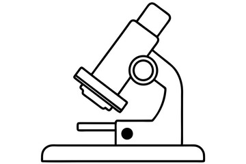 microscope silhouette line art vector illustration with a white background
