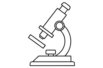 microscope silhouette line art vector illustration with a white background
