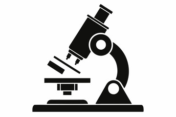 microscope silhouette line art vector illustration with a white background