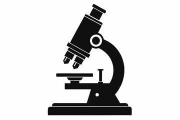 microscope silhouette line art vector illustration with a white background