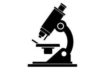 microscope silhouette line art vector illustration with a white background
