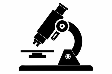 microscope silhouette line art vector illustration with a white background