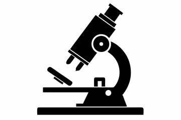 microscope silhouette line art vector illustration with a white background