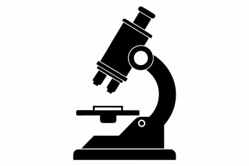 microscope silhouette line art vector illustration with a white background