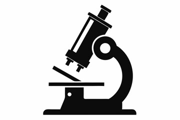 microscope silhouette line art vector illustration with a white background