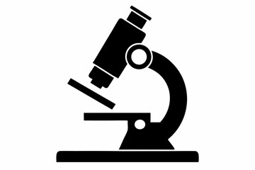microscope silhouette line art vector illustration with a white background