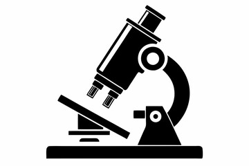 microscope silhouette line art vector illustration with a white background