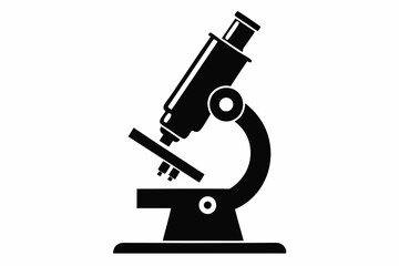 microscope silhouette line art vector illustration with a white background