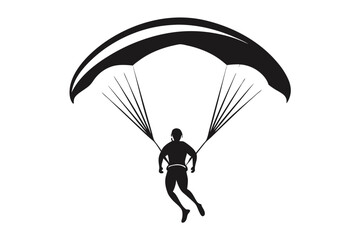 paraglider silhouette line art vector illustration with a white background