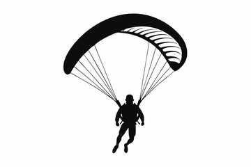 paraglider silhouette line art vector illustration with a white background