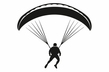 paraglider silhouette line art vector illustration with a white background