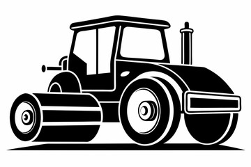 road roller silhouette line art vector illustration with a white background