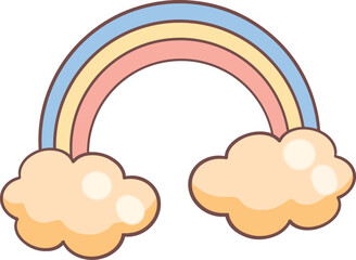 Pastel rainbow collage with golden clouds