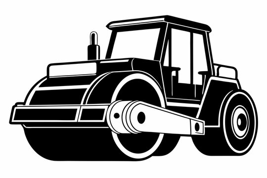 black and white road roller construction vehicle clip art preview