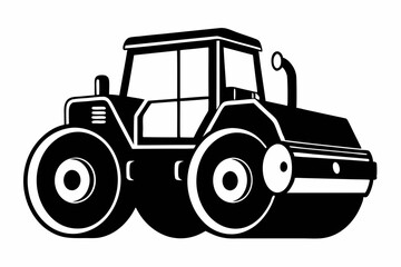 road roller silhouette line art vector illustration with a white background