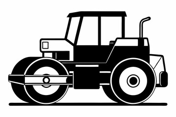 road roller silhouette line art vector illustration with a white background