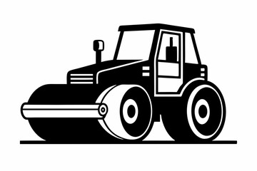 road roller silhouette line art vector illustration with a white background