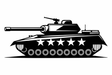 tank silhouette line art vector illustration with a white background