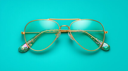 Modern sunglasses with mint background
