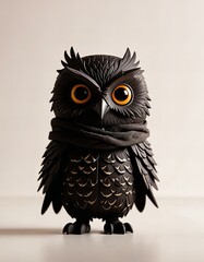Chibi ninja owl with a covert background