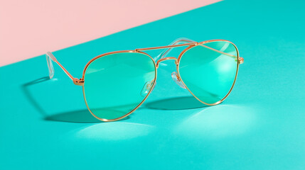 Modern sunglasses with mint background