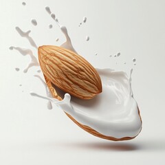 Fototapeta premium Almond Splash in Milk with Dynamic Fluid Motion 70 Characters
