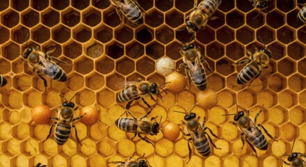 Honeybee Hive: A Close-Up View of Busy Bees at Work