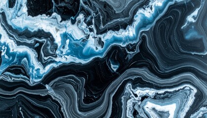 Obraz premium Black and blue marble stone background, fossil texture